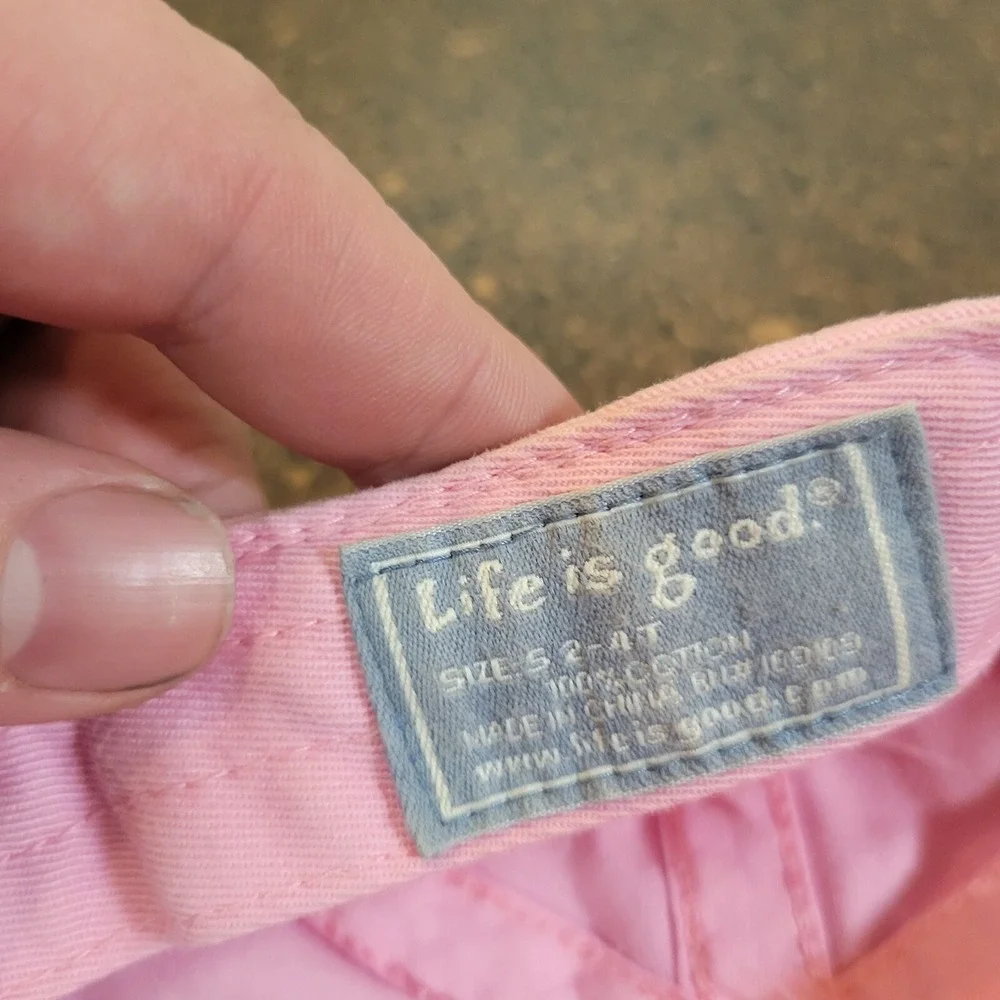 Life is Good Baseball Cap Girls Pink Embroidered Daisy Adjustable Strapback Hat